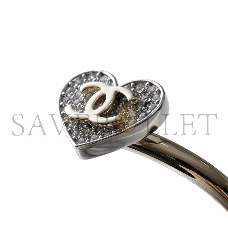 Ch**el heart cuff bracelet in gold and silver